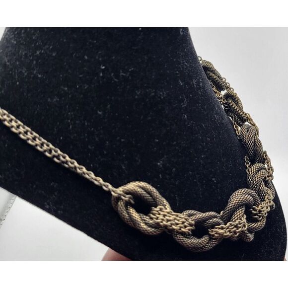 Chunky Woven Knot Oil Rubbed Bronze Color Necklace 20in - Picture 3 of 5